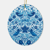 Art Nouveau Bird and Flower Tapestry, Blue & White Keramisch Ornament (Links)