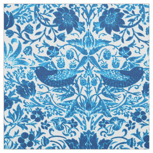 Art Nouveau Bird and Flower Tapestry, Blue & White Stof