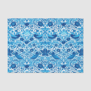 Art Nouveau Bird and Flower Tapestry, Blue & White Tissuepapier