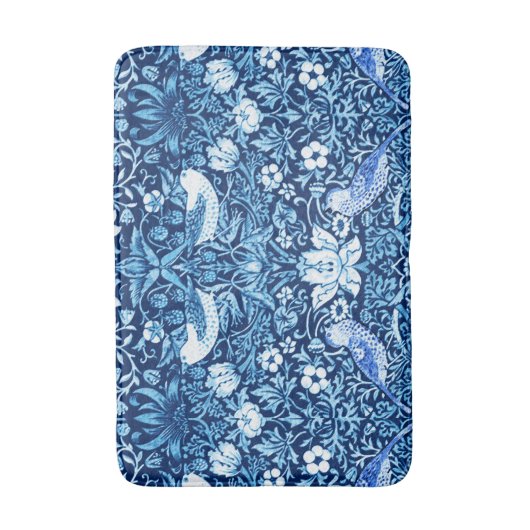 Art Nouveau Bird and Flower Tapestry, Dark Blue Badmat (Voorkant Verticaal)