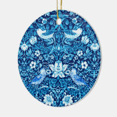 Art Nouveau Bird and Flower Tapestry, Dark Blue Keramisch Ornament (Links)