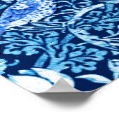 Art Nouveau Bird and Flower Tapestry, Dark Blue Poster (Hoek)