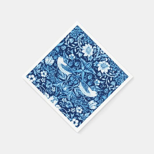 Art Nouveau Bird and Flower Tapestry, Dark Blue Servetten (Hoek)