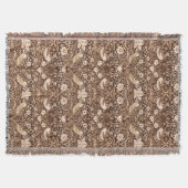 Art Nouveau Bird and Flower Tapestry, Dark Brown Deken (Voorkant)