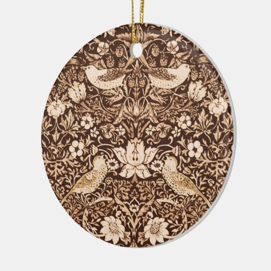 Art Nouveau Bird and Flower Tapestry, Dark Brown Keramisch Ornament (Links)