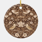 Art Nouveau Bird and Flower Tapestry, Dark Brown Keramisch Ornament (Achterkant)