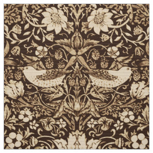 Art Nouveau Bird and Flower Tapestry, Dark Brown Stof