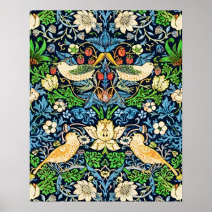 Art Nouveau Bird and Flower Tapestry Pattern Poster