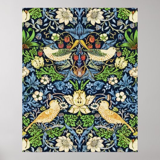 Art Nouveau Bird and Flower Tapestry Pattern Poster (Voorkant)