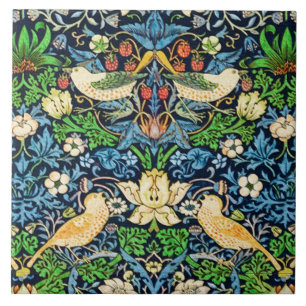 Art Nouveau Bird and Flower Tapestry Pattern Tegeltje