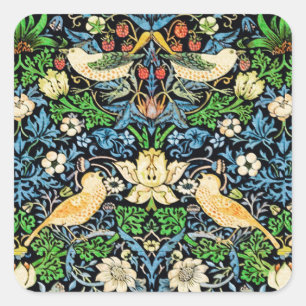 Art Nouveau Bird and Flower Tapestry Pattern Vierkante Sticker