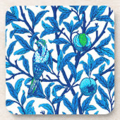 Art Nouveau Bird and Pomegranate, Cobalt Blue Bier Onderzetter (Voorkant)