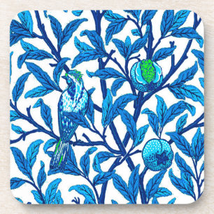 Art Nouveau Bird and Pomegranate, Cobalt Blue Bier Onderzetter