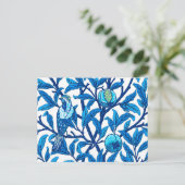 Art Nouveau Bird and Pomegranate, Cobalt Blue Briefkaart (Staand voorkant)