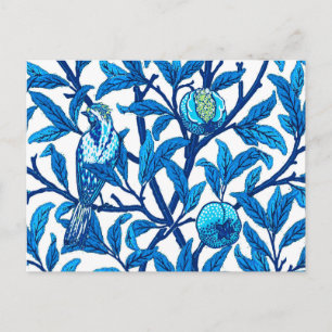Art Nouveau Bird and Pomegranate, Cobalt Blue Briefkaart