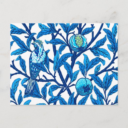 Art Nouveau Bird and Pomegranate, Cobalt Blue Briefkaart (Voorkant)