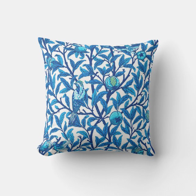 Art Nouveau Bird and Pomegranate, Cobalt Blue Buitenkussen (Voorkant)
