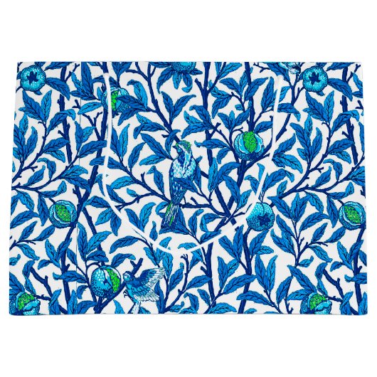 Art Nouveau Bird and Pomegranate, Cobalt Blue Groot Cadeauzakje (Voorkant)