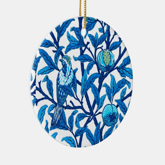 Art Nouveau Bird and Pomegranate, Cobalt Blue Keramisch Ornament (Rechts)