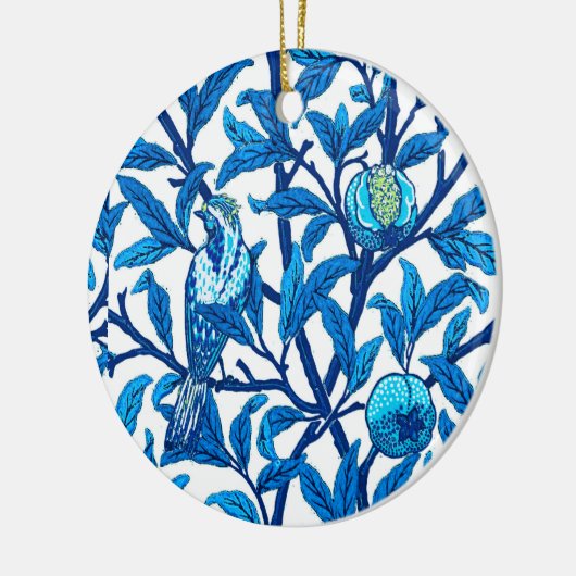 Art Nouveau Bird and Pomegranate, Cobalt Blue Keramisch Ornament (Links)