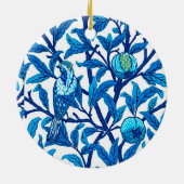 Art Nouveau Bird and Pomegranate, Cobalt Blue Keramisch Ornament (Achterkant)