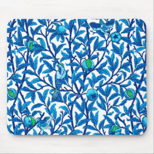 Art Nouveau Bird and Pomegranate, Cobalt Blue Muismat