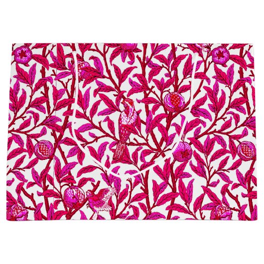 Art Nouveau Bird and Pomegranate, Fuchsia Pink Groot Cadeauzakje (Voorkant)