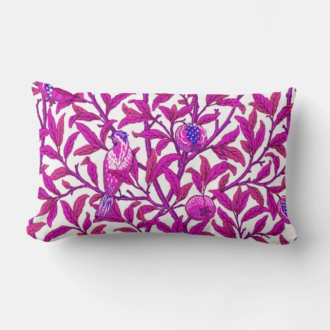 Art Nouveau Bird and Pomegranate, Fuchsia Pink Kussen (Voorkant)