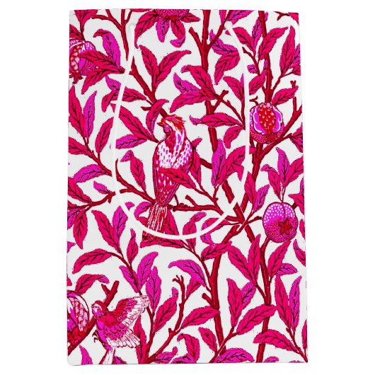 Art Nouveau Bird and Pomegranate, Fuchsia Pink Medium Cadeauzakje (Voorkant)