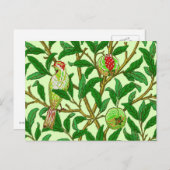 Art Nouveau Bird and Pomegranate, Lime Green Briefkaart (Voorkant / Achterkant)