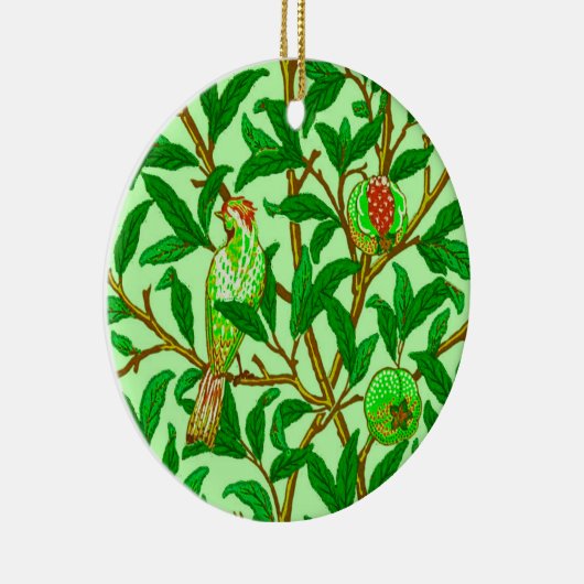 Art Nouveau Bird and Pomegranate, Lime Green Keramisch Ornament (Rechts)