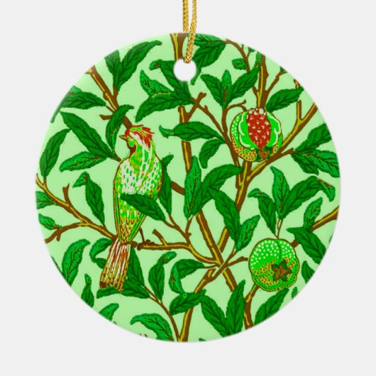 Art Nouveau Bird and Pomegranate, Lime Green Keramisch Ornament (Voorkant)