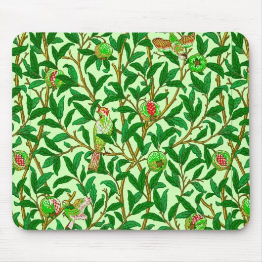 Art Nouveau Bird and Pomegranate, Lime Green Muismat (Voorkant)