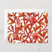 Art Nouveau Bird and Pomegranate, Mandarijns Oranj Briefkaart (Voorkant / Achterkant)