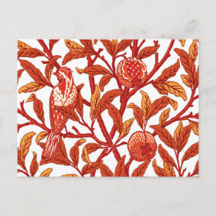 Art Nouveau Bird and Pomegranate, Mandarijns Oranj Briefkaart