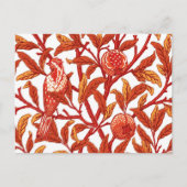 Art Nouveau Bird and Pomegranate, Mandarijns Oranj Briefkaart (Voorkant)