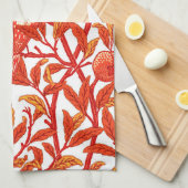 Art Nouveau Bird and Pomegranate, Mandarijns Oranj Theedoek (Quarter Fold)