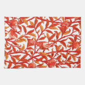 Art Nouveau Bird and Pomegranate, Mandarijns Oranj Theedoek (Horizontaal)