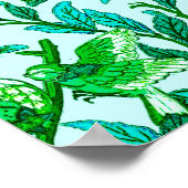 Art Nouveau Bird and Pomegranate, Turquoise & Aqua Poster (Hoek)