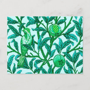 Art Nouveau Bird and Pomegranate, Turquoise Briefkaart