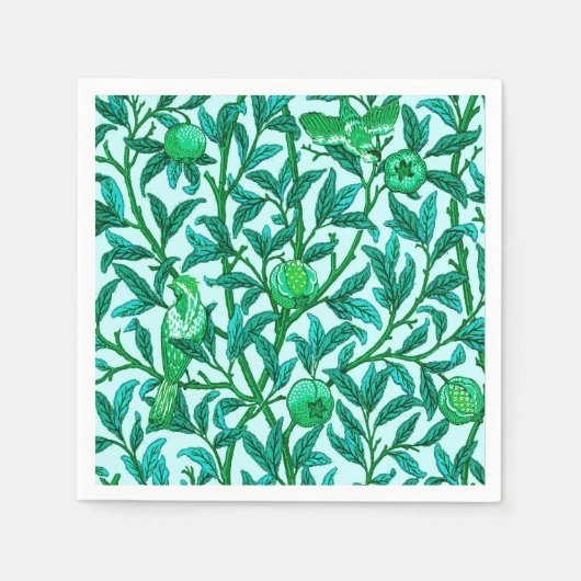 Art Nouveau Bird and Pomegranate, Turquoise Servet (Voorkant)
