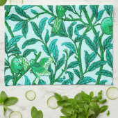 Art Nouveau Bird and Pomegranate, Turquoise Theedoek (Gevouwen)