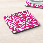 Art Nouveau Bird en Pomegranate, Fuchsia & Violet Bier Onderzetter (Linkerzijde)