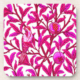 Art Nouveau Bird en Pomegranate, Fuchsia & Violet Bier Onderzetter
