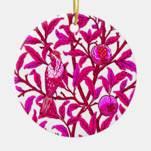 Art Nouveau Bird en Pomegranate, Fuchsia & Violet Keramisch Ornament