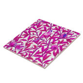 Art Nouveau Bird en Pomegranate, Fuchsia & Violet Tegeltje (Zijkant)