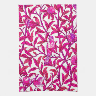 Art Nouveau Bird en Pomegranate, Fuchsia & Violet Theedoek