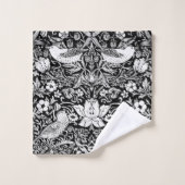 Art Nouveau Bird & Flower Tapestry, Black & White Bad Handdoek (Wasdoekje)