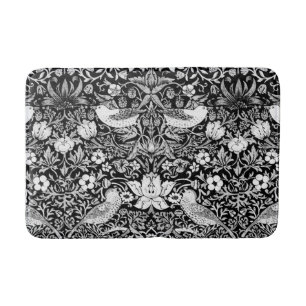 Art Nouveau Bird & Flower Tapestry, Black & White Badmat