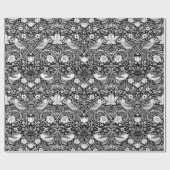 Art Nouveau Bird & Flower Tapestry, Black & White Cadeaupapier (Vlak)